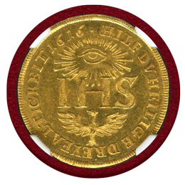 ドイツ ザクセン 1616 IHS ゾフィーダカット金貨 リストライク NGC UNC DETAIL