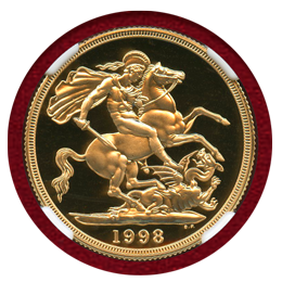 イギリス 1998年 2ポンド 金貨 エリザベス2世 NGC PF70UC