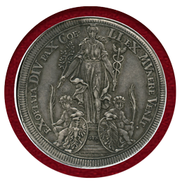 ドイツ ニュルンベルク 1698年 ターラー 銀貨 都市景観 女神立像 AU53