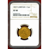 【SOLD】イギリス 1837年 ソブリン 金貨 ウィリアム4世 NGC XF40