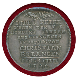 ドイツ ブランデンブルク 1786年 1/4ターラー 銀貨 都市景観 PCGS MS62