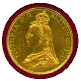 イギリス 1887年 5ポンド 金貨 ヴィクトリア ジュビリーヘッド PCGS AU58