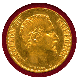 フランス 1860A 20フラン 金貨 ナポレオン3世 無冠