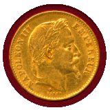 フランス 1868BB 20フラン 金貨 ナポレオン3世 有冠