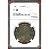 イギリス 1893年 1/2クラウン 銀貨 ヴィクトリア オールドヘッド NGC PF64