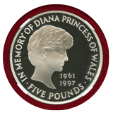 【SOLD】イギリス 1999年 5ポンド 銀貨 ダイアナ NGC PF69UC