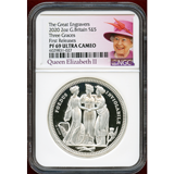 イギリス 2020年 5ポンド(2oz) 銀貨 スリーグレイセス PF69UC FR