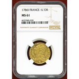【SOLD】フランス 1786I ルイドール 金貨 ルイ16世 NGC MS61