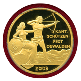 スイス 現代射撃祭 2009年 500フラン 金貨 オプヴァルデン PR69DCAM