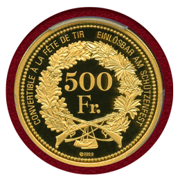 スイス 現代射撃祭 2009年 500フラン 金貨 オプヴァルデン PR69DCAM