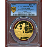 スイス 現代射撃祭 2009年 500フラン 金貨 オプヴァルデン PR69DCAM
