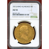 【SOLD】メキシコ 1815/4MO HJ 8エスクード金貨 フェルディナンド7世 AU55