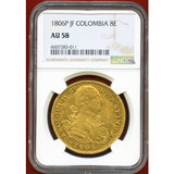 【SOLD】コロンビア 1806P JF 8エスクード金貨 フェルディナンド7世 NGC AU58