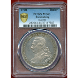 ドイツ フュルステンベルク 1790年 ターラー 銀貨 鉱山風景 PCGS MS61