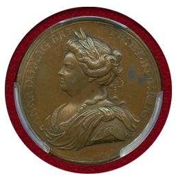 イギリス 1713年 銅メダル アン女王 ユトレヒト条約締結記念 PCGS SP63