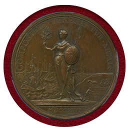 イギリス 1713年 銅メダル アン女王 ユトレヒト条約締結記念 PCGS SP63