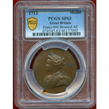イギリス 1713年 銅メダル アン女王 ユトレヒト条約締結記念 PCGS SP63