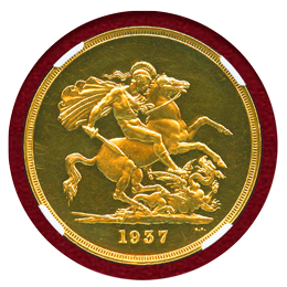 イギリス 1937年 5ポンド プルーフ 金貨 ジョージ6世 NGC PF62UC