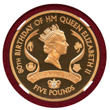 オルダニー 2006年 5ポンド 金貨 エリザベス女王80歳記念 NGC PF69UC