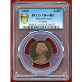 イギリス 1868 1/2ペニー 銅貨 プルーフ ヴィクトリア バンヘッド PCGS PR64RB