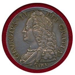 イギリス 1746年 LIMA クラウン 銀貨 ジョージ2世 PCGS AU58