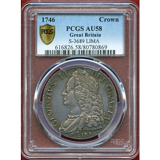 イギリス 1746年 LIMA クラウン 銀貨 ジョージ2世 PCGS AU58