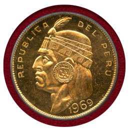 【SOLD】ペルー 1969年 50ソル 金貨 インディアン PCGS MS64