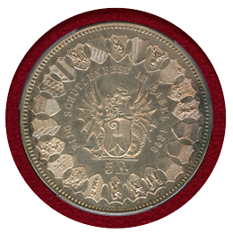 スイス 連邦射撃祭 1879年 5フラン 銀貨 バーゼル NGC AU55