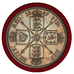 イギリス 1887年 フローリン 銀貨 ヴィクトリア ジュビリーヘッド PCGS PR64CAM