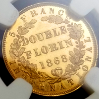 イギリス 1868年 2フローリン 金貨 試作貨 ヴィクトリア女王 NGC PF65CAMEO