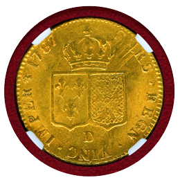 【SOLD】フランス 1787D 2ルイドール 金貨 ルイ16世 NNR MS63