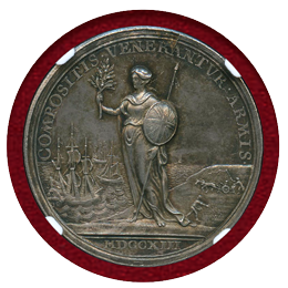 【SOLD】イギリス 1713年 銀メダル アン女王 ユトレヒト条約締結記念 NGC MS62