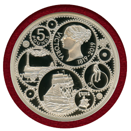 イギリス 2019年 ￡5 銀貨 ピエフォー ヴィクトリア生誕200年 PF70UC