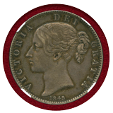 イギリス 1845年 クラウン 銀貨 ヴィクトリア ヤングヘッド NGC AU50