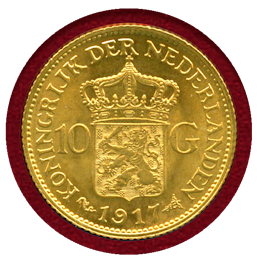 オランダ 1917年 10グルデン 金貨 ウィルヘルミナ