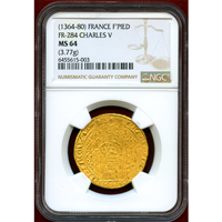 【SOLD】フランス (1364-80) フランカピエ 金貨 シャルル5世 NGC MS64