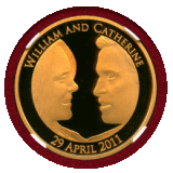 イギリス 2011年 5ポンド 金貨 ウィリアム&キャサリン御結婚記念 NGC PF70UC