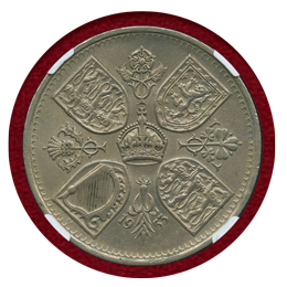 イギリス 1953年 エリザベス2世 戴冠記念 白銅貨 クラウン NGC MS62