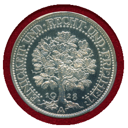 ドイツ ワイマール共和国 1928A 5マルク 銀貨 オークツリー PCGS PR64CAM