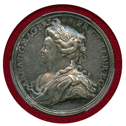 イギリス 1713年 アン女王 ユトレヒト条約締結記念銀メダル PCGS SP61