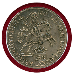 オランダ オーファーアイセル 1734年 デュカトン 銀貨 シルバーライダー AU DETAILS