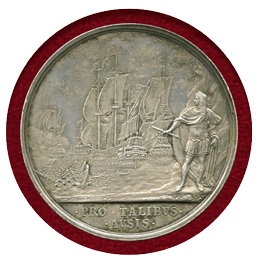 【SOLD】イギリス 1665年 チャールズ2世 ローストフトの海戦 戦勝記念 銀メダル SP62