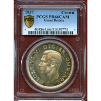 【SOLD】イギリス 1937年 クラウン 銀貨 ジョージ6世 PCGS PR66CAM