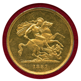 【SOLD】イギリス 1887年 5ポンド 金貨 ヴィクトリア ジュビリーヘッド PCGS MS61