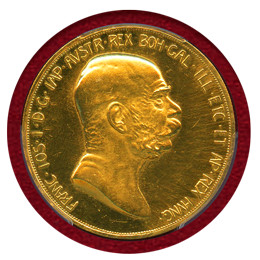【SOLD】オーストリア 1908年 100コロナ 金貨 雲上の女神 PCGS MS61