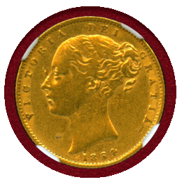 【SOLD】イギリス 1864年 ソブリン 金貨 ヴィクトリア ヤングヘッド AU DETAILS