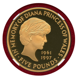 イギリス 1999年 5ポンド 金貨 ダイアナ NGC PF69UCAM