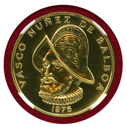 パナマ 1976年 100バルボア金貨 バルボア生誕500年記念 NGC MS70