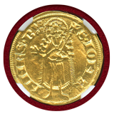 ドイツ トリーア (1362-88) 1グルデン金貨 大司教クノ2世 NGC MS61