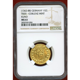 ドイツ トリーア (1362-88) 1グルデン金貨 大司教クノ2世 NGC MS61